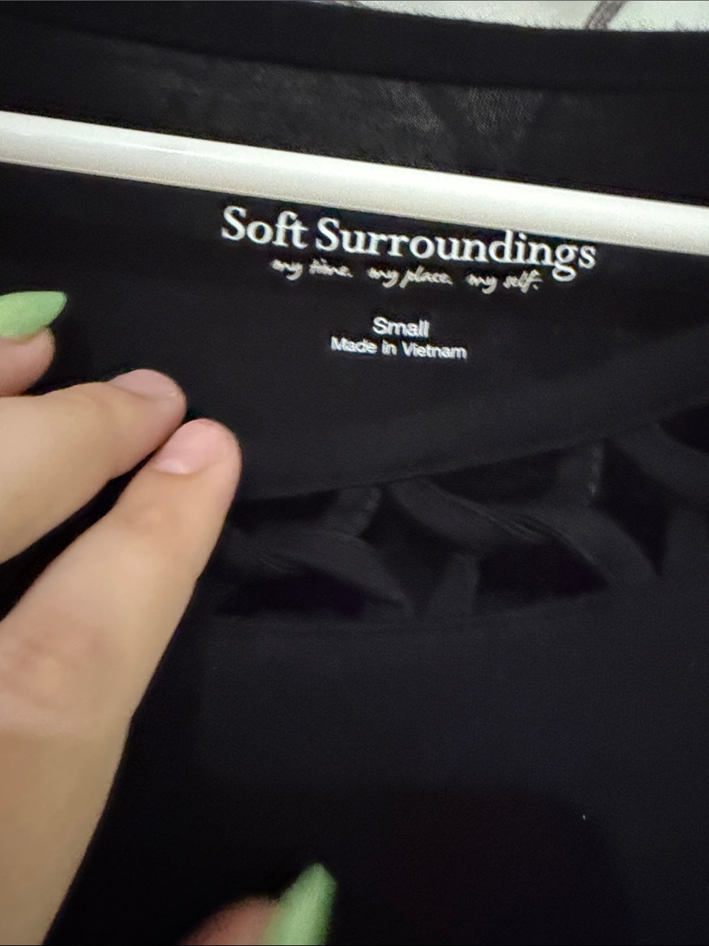 Soft Surroundings Black Long Sleeve Top with Cutout Neckline and Cuff - Picture 3 of 3